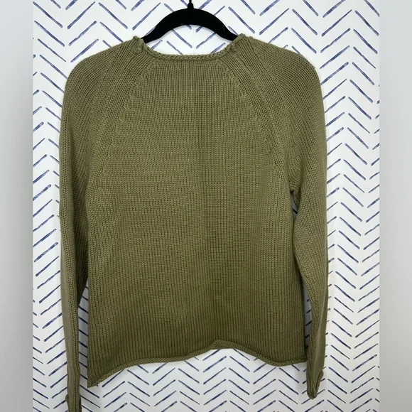 J.Crew Olive Green Cotton Crewneck Sweater Size Small - Picture 2 of 4